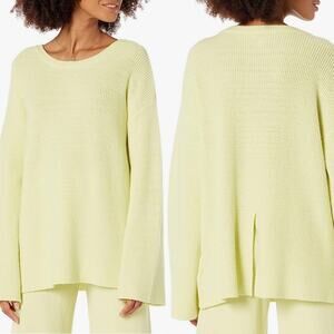 THE DROP • Alice Crewneck Back-Slit Ribbed Pullover Sweater